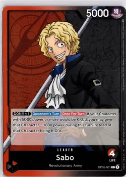 OP05-001 Sabo Leader English One Piece TCG Card Trading Card - Image 1