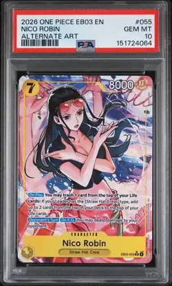 2026 ONE PIECE EB03-ONE PIECE HEROINES EDITION ALT ART #055 NICO ROBIN PSA 10 - Image 1