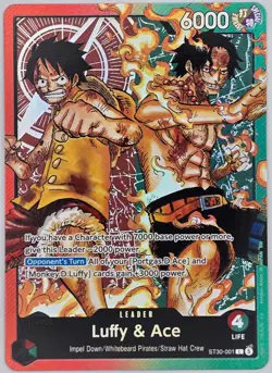 Luffy & Ace ST30-001 Leader Starter Deck EX: Luffy & Ace One Piece Foil NM - Image 1