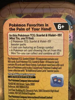 Pokemon TCG Scarlet & Violet 151 Mini Tin (Hitmonchan & Meowth) - SEALED - Image 3