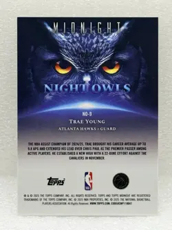 Topps Midnight 2025-26 Night Owls Trae Young Insert #NO-9 Atlanta Hawks - Image 4