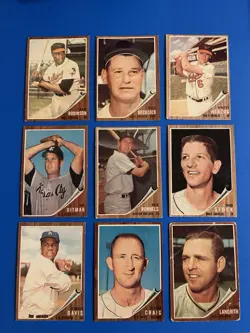 1962 Topps Baseball Card Lot Starter Set 312 Total Cards Stars, HOF, Team Cards - Image 1