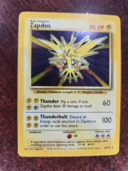 Zapdos Base Set Holo Pokemon Card WOTC - Image 1