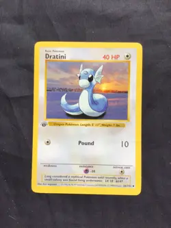 Pokemon Cards: Base Set 1st Edition Uncommon: Dratini 26/102 - Image 1