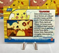 Pokemon Card - Teamwork - #54 - Pikachu's Vacation - Topps Blue Logo - Image 2