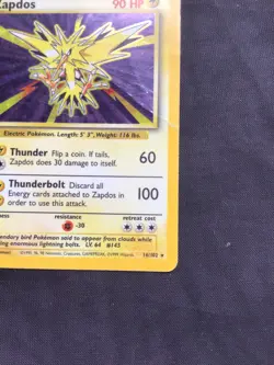 Pokemon Cards: Base Set Rare Holo: Zapdos 16/102 - Image 5