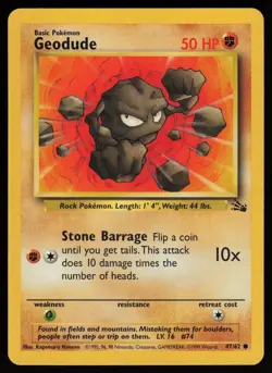 GEODUDE 47/62 COMMON FOSSIL POKEMON UNLIMITED NM/M - Image 1
