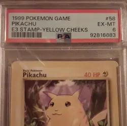 1999 Pokemon TCG E3 Stamp Promo Pikachu 58/102 Yellow Cheeks PSA 6 - Image 2
