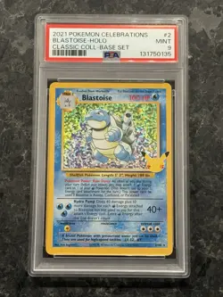 2021 Pokemon Celebrations Classic Coll Base Set #2 Blastoise Holo PSA 9 - Image 1