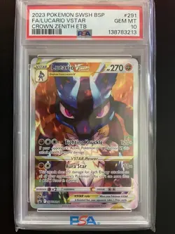 PSA 10 GEM MINT Lucario VSTAR Promo SWSH291 Crown Zenith ETB Pokemon Card - Image 1