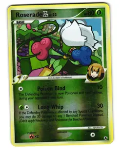 ROSERADE GL 12/111 HOLO RARE RISING RIVALS POKEMON REVERSE HOLO MP 2009 - Image 2