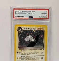 PSA 8 Dark Magneton 11/82 Holo Rare SWIRL Team Rocket Pokemon Card Graded - Image 2