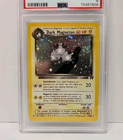 PSA 8 Dark Magneton 11/82 Holo Rare SWIRL Team Rocket Pokemon Card Graded - Image 3