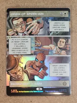 MtG Spider-Man, Origin of Spider-Man Borderless FOIL M/NM #0218 - Image 1