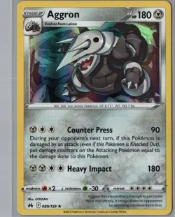 Aggron 089/159 Holo Rare Crown Zenith Pokemon Near Mint - Image 1