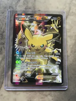 Pokemon TCG Pikachu EX XY124 Black Star Promo Full Art Holo Card - LP - Image 2