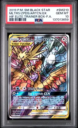 2019 Pokemon Black Star Promo Moltres Zapdos Articuno GX Full Art PSA 10 SM210 - Image 1