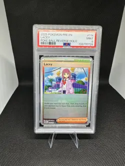 Pokemon Lacey Prismatic Evolutions Poke Ball Reverse Holo #114 PSA 9 Mint - Image 1