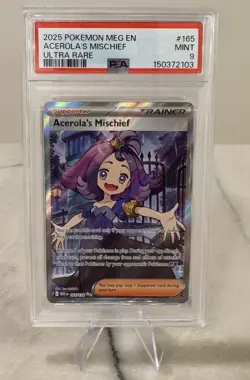 Acerola's Mischief 165/132 Ultra Rare Mega Evolution Pokemon Holo PSA 9 - Image 1