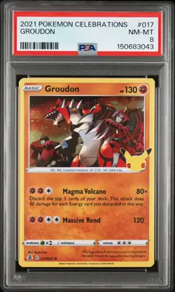 2021 Pokemon Celebrations #17 Groudon PSA 8 NM-MT - Image 1