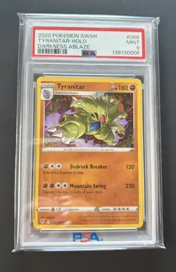2020 Pokemon SWSH Darkness Ablaze Tyranitar Holo #088 PSA 9 - Image 1