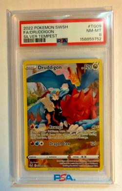 2022 Pokemon Silver Tempest Druddigon TG09/TG30 Holo Rare PSA NM-MT 8 - Image 1