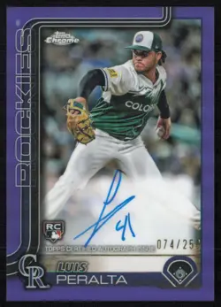 Luis Peralta 2025 Topps Chrome Rookie Autos Purple Refractors/250 #RA-LP Rockies - Image 1