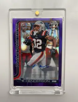 Topps 2025 Chrome TreVeyon Henderson Patriots RA-THE Rookie Auto Purple /75 - Image 1