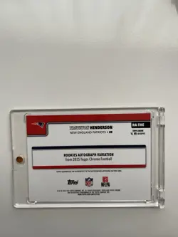 Topps 2025 Chrome TreVeyon Henderson Patriots RA-THE Rookie Auto Purple /75 - Image 2