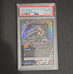 Bandai Union Arena Attack on Titan Eren Jaeger #092 3 Star Sig Holo PSA 10 - Image 1