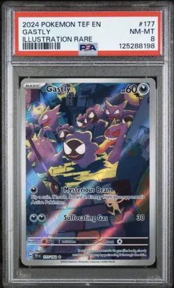 2024 POKEMON TEF EN-TEMPORAL FORCES ILLUSTRATION RARE #177 GASTLY PSA 8 - Image 1