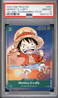 2023 ONE PIECE 1ST ANNIVERSARY TOURNAMENT #037 MONKEY D. LUFFY PSA 10 - Image 1