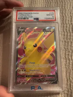 Pokemon TCG Pikachu V (Full Art) 170/185 Vivid Voltage Holo PSA 10 - Image 1