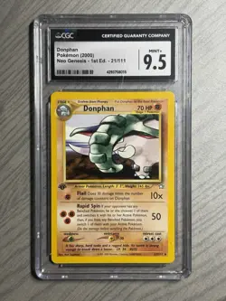 2000 Pokemon Neo Genesis 1st Edition Donphan #21/111 CGC 9.5 Mint Plus - Image 1