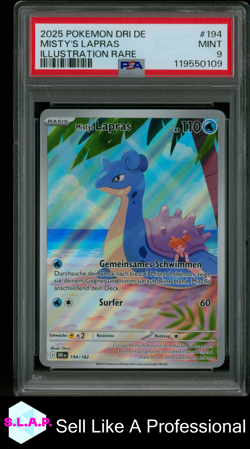 MISTY'S LAPRAS ILL RARE POKEMON GER DRI DE-DESTINED RIVALS 2025 194 PSA 9 - Image 1
