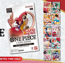 PRE-ORDER JULY 18TH ONE PIECE X ROUND 1 PROMO PACKS QTY=5 PACK SPECIAL - Image 1
