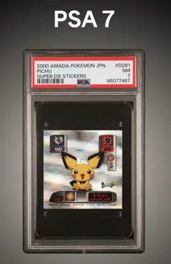 POP 1, NONE HIGHER Pichu DISCO HOLO Super DX Amada Pokemon (2000) - PSA 7 - Image 1