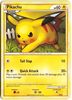 Pikachu (#16) 16/30 Common HGSS Trainer Kit: Gyarados & Raichu Pokemon NM - Image 1