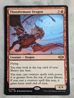 Thundermane Dragon | MTG TDC | Red Dragon Flying Haste Commander EDH Rare | NM - Image 1