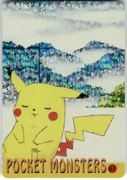 Vintage Pocket Monsters Vending Prism Holo Sticker Card - Pikachu Dotrio - Image 1