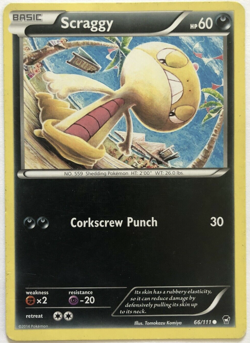 Pokemon - Scraggy - 66/111 - Furious Fists - Reverse Holo Rare - NM/M - NEW - Image 1