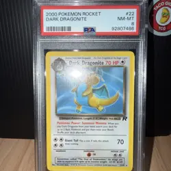 2000 Pokemon Team Rocket Dark Dragonite Rare 22/82 PSA 8 NM-MT Vintage WOTC - Image 1