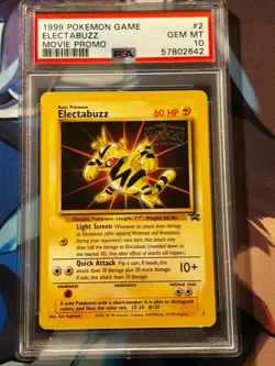 1999 Pokemon * Electabuzz * WB Gold Stamp Movie Foil Black Star Promo #2 PSA 10 - Image 1