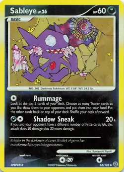 Sableye 63/132 Uncommon Secret Wonders Pokemon Reverse Holo Damaged (Marked DY) - Image 1