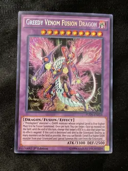Yugioh Greedy Venom Fusion Dragon FUEN-EN010 Secret Rare 1st Ed NM - Image 1