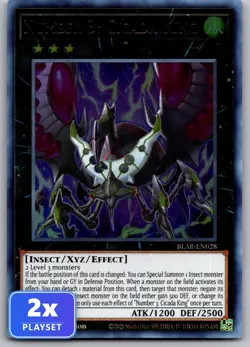 2x Number 3: Cicada King BLAR-EN028 Battles of Legend: Armageddon Yu-Gi-Oh NM - Image 1