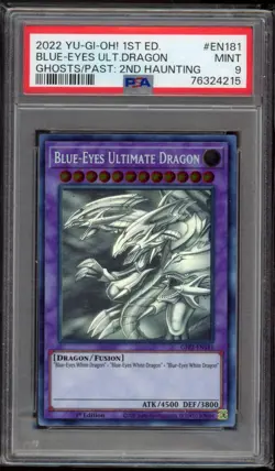 2022 Yu-Gi-Oh Blue-Eyes EN181 Ultimate Dragon Ghost Rare PSA 9 1st Ed - Image 1