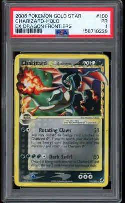 2006 Pokemon Charizard Gold Star EX Dragon Frontiers Holo #100 PSA 1 PR - Image 1