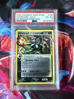 2006 POKEMON EX DRAGON FRONTIERS GOLD STAR #100 CHARIZARD-HOLO PSA 4 - Image 3