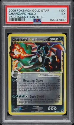 2006 POKEMON EX DRAGON FRONTIERS GOLD STAR #100 CHARIZARD-HOLO PSA 5 - Image 1